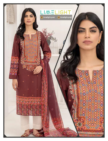 lime light 3 PCS Unstitched Suit