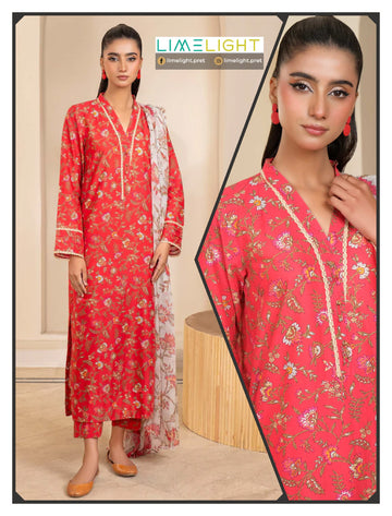 lime light 3 PCS Unstitched Suit