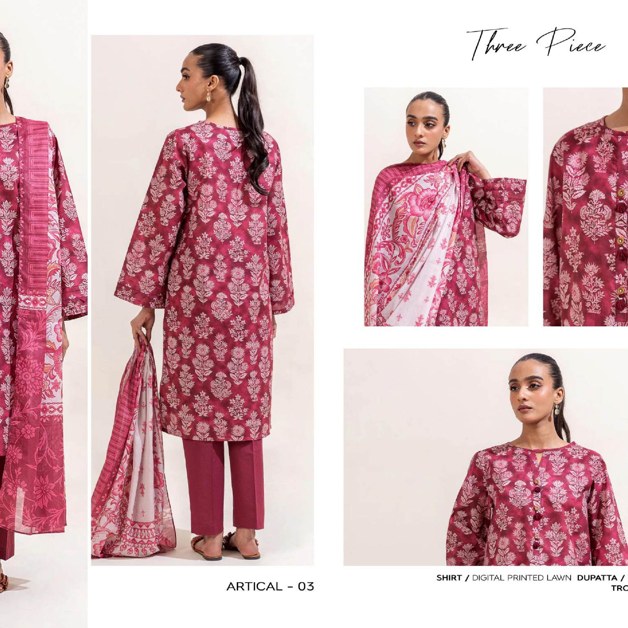 Beecthtree 3 PCS Unstitched Suit