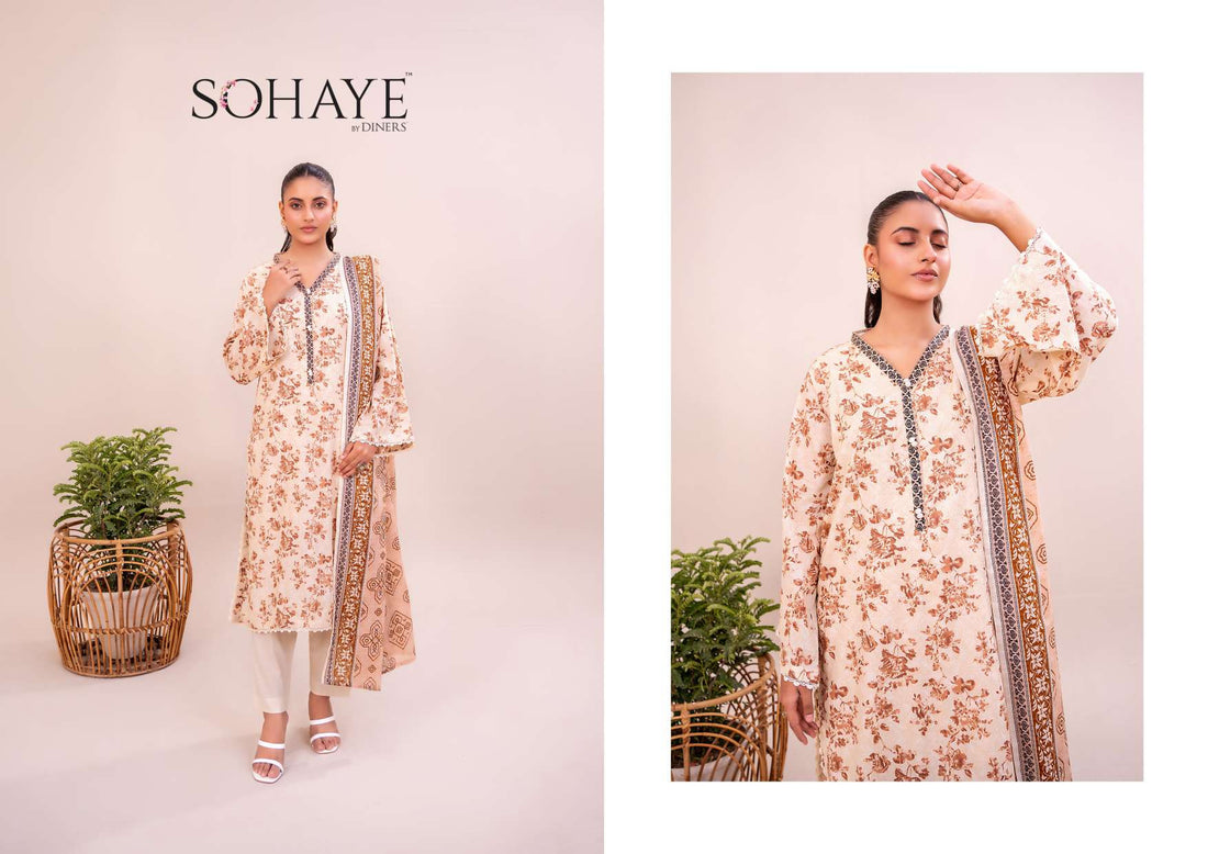 SOHAYE 3 PCS Unstitched Suit