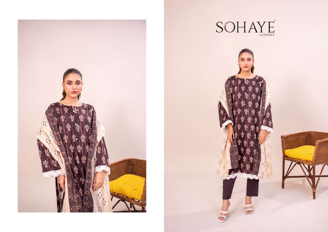 SOHAYE 3 PCS Unstitched Suit