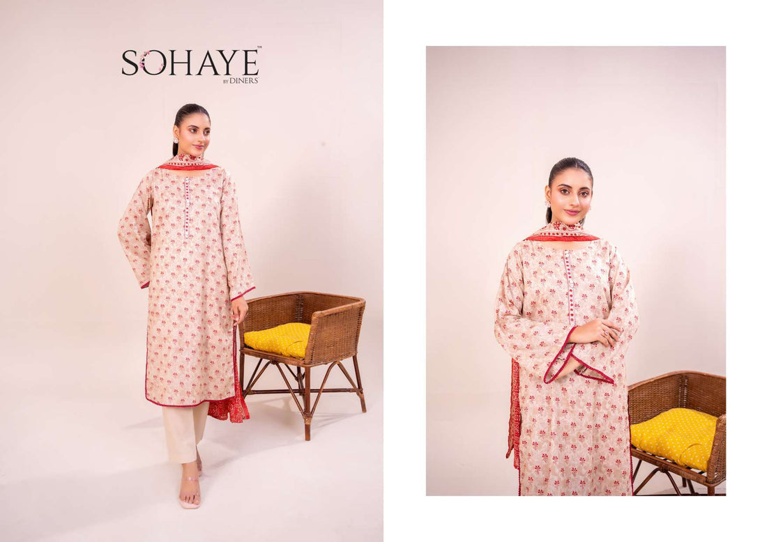 SOHAYE 3 PCS Unstitched Suit
