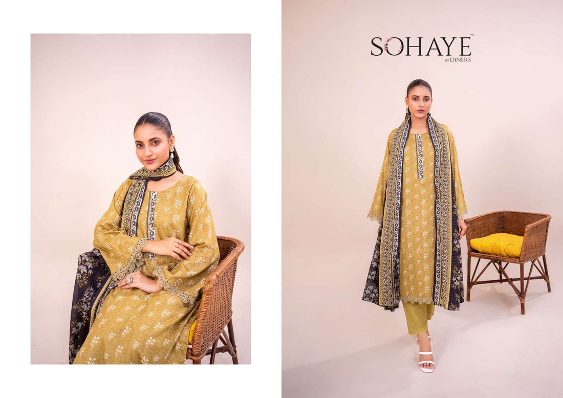 SOHAYE 3 PCS Unstitched Suit