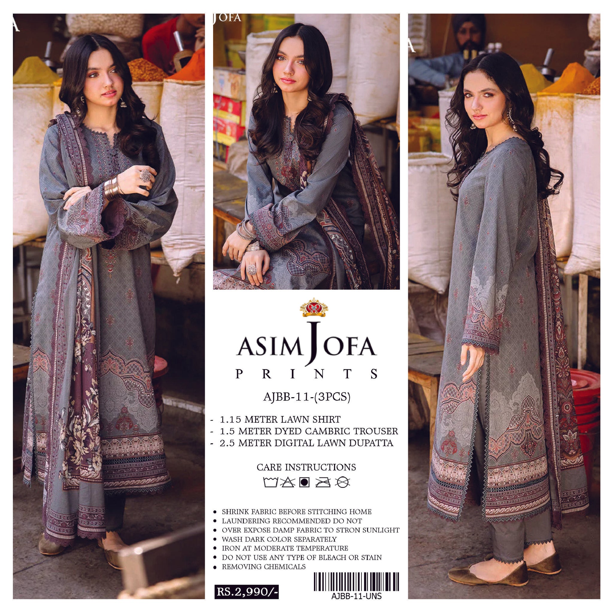 Asim Jofa 3 PCS Unstitched Suit