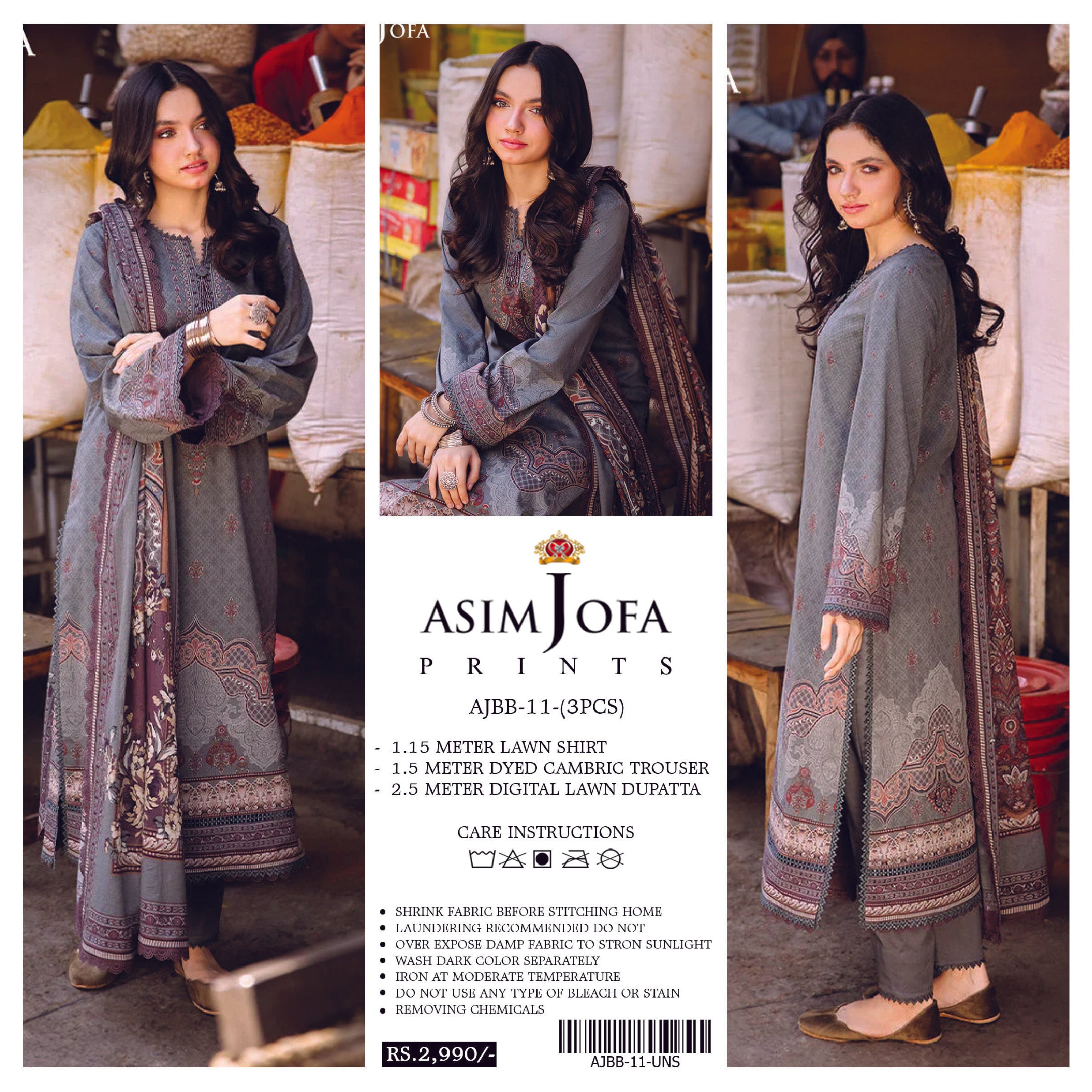 Asim Jofa 3 PCS Unstitched Suit