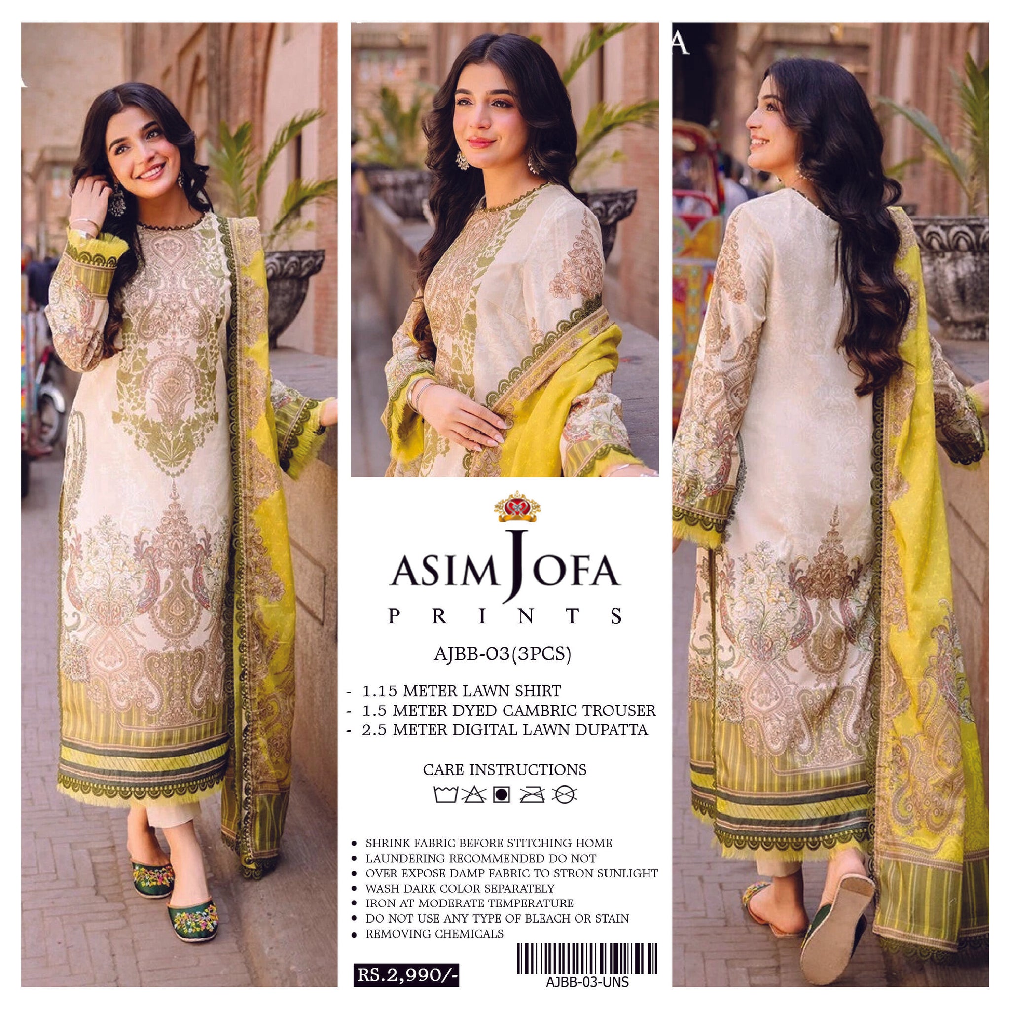 Asim Jofa 3 PCS Unstitched Suit