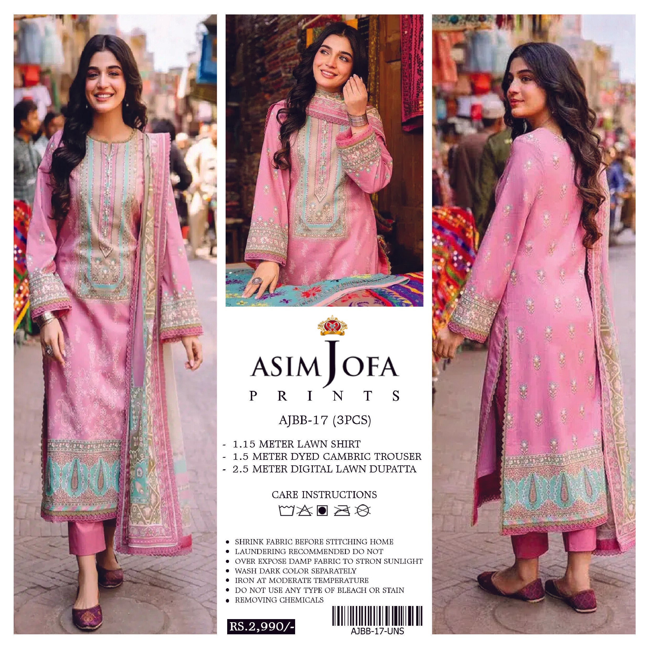 Asim Jofa 3 PCS Unstitched Suit