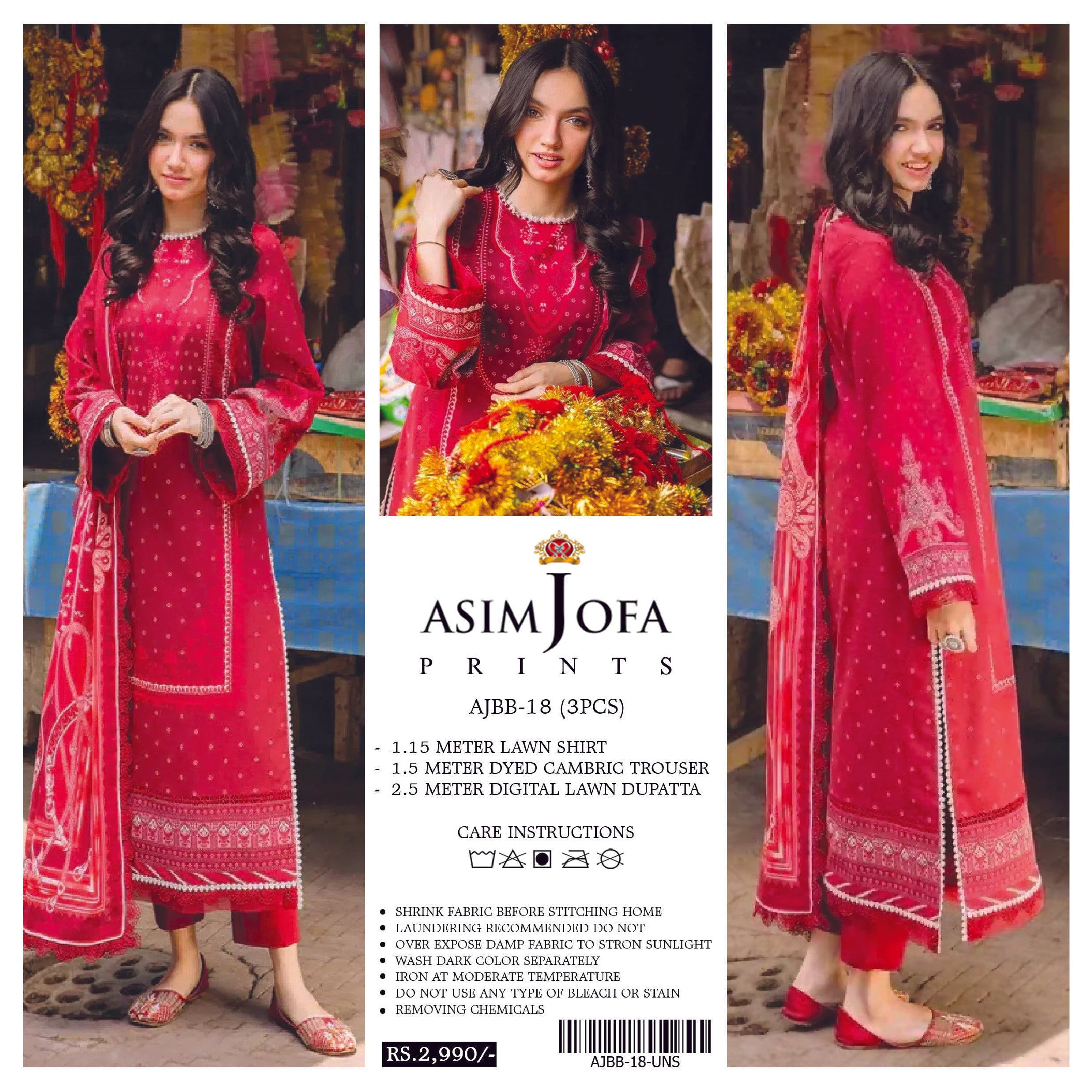 Asim Jofa 3 PCS Unstitched Suit