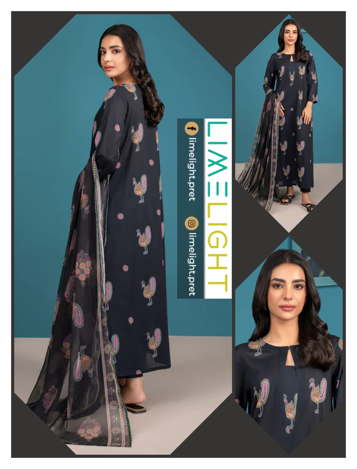 lime light 3 PCS Unstitched Suit