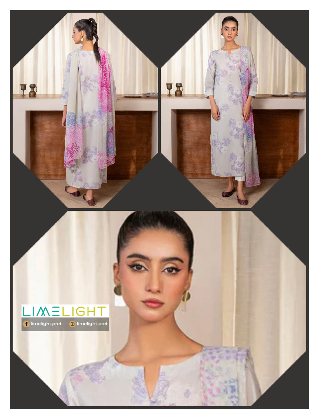 lime light 3 PCS Unstitched Suit