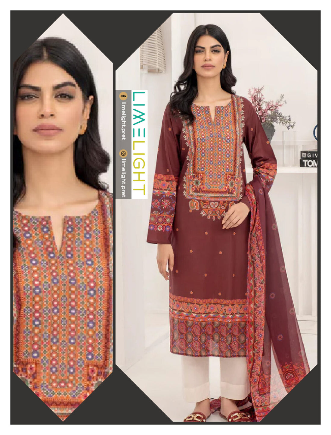 lime light 3 PCS Unstitched Suit