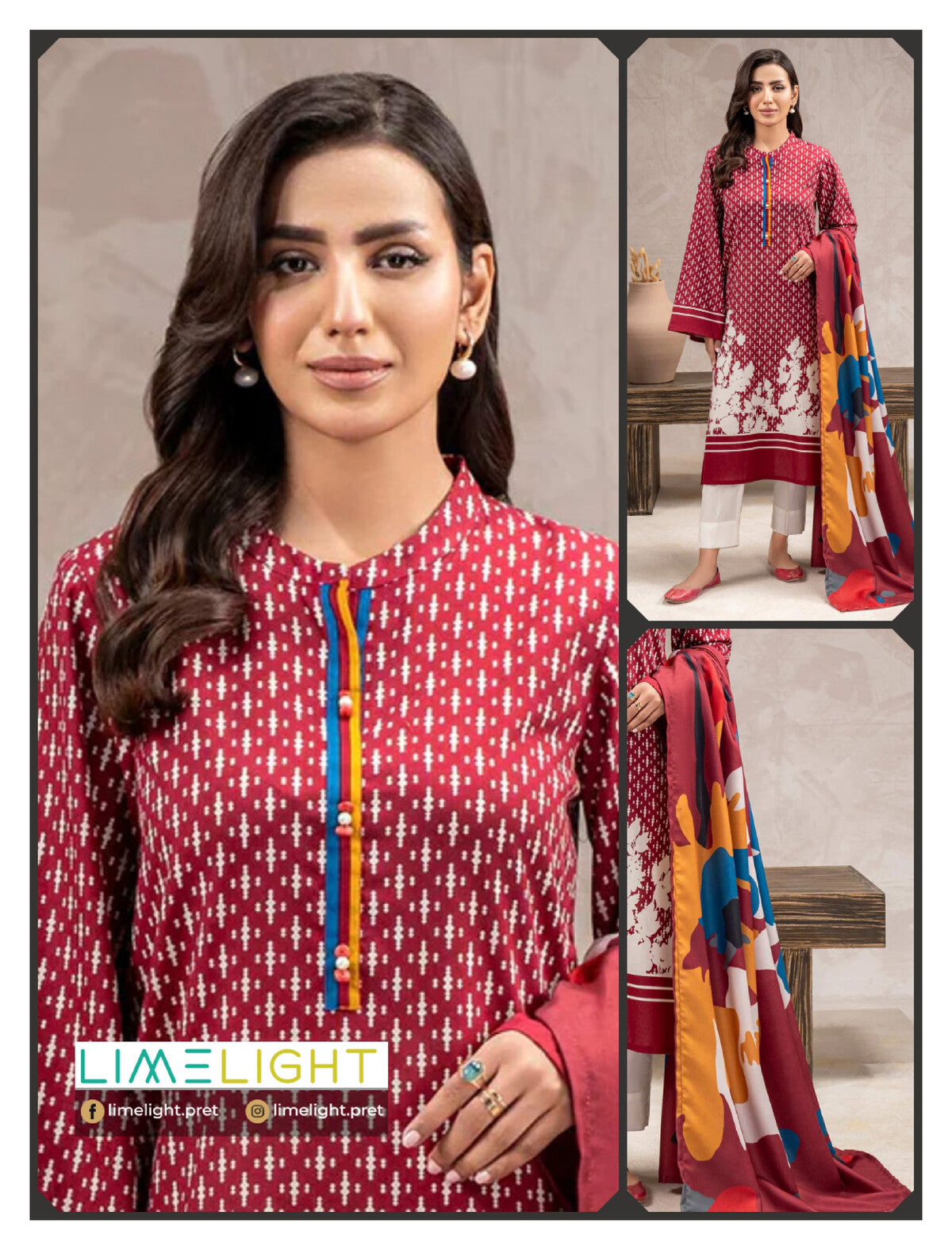 lime light 3 PCS Unstitched Suit