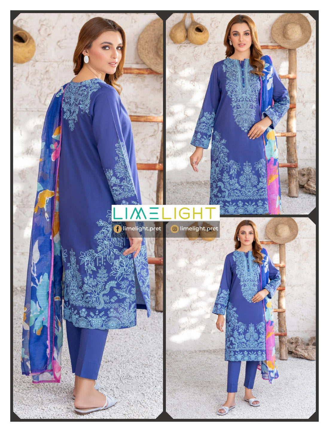 lime light 3 PCS Unstitched Suit