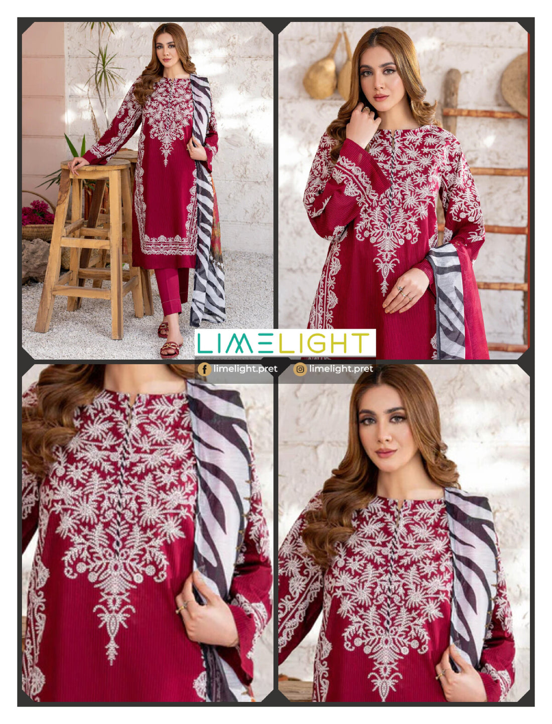 lime light 3 PCS Unstitched Suit