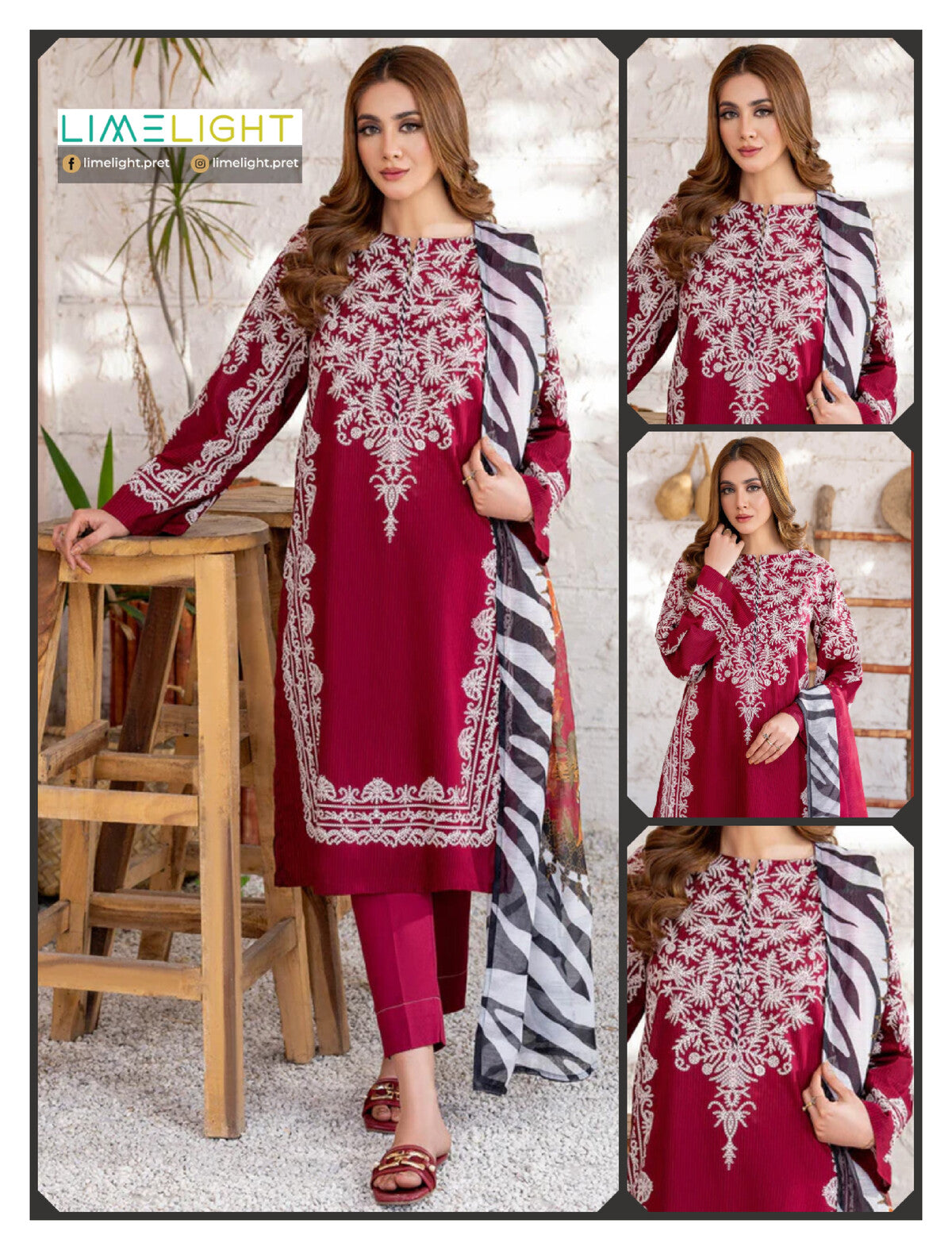 lime light 3 PCS Unstitched Suit