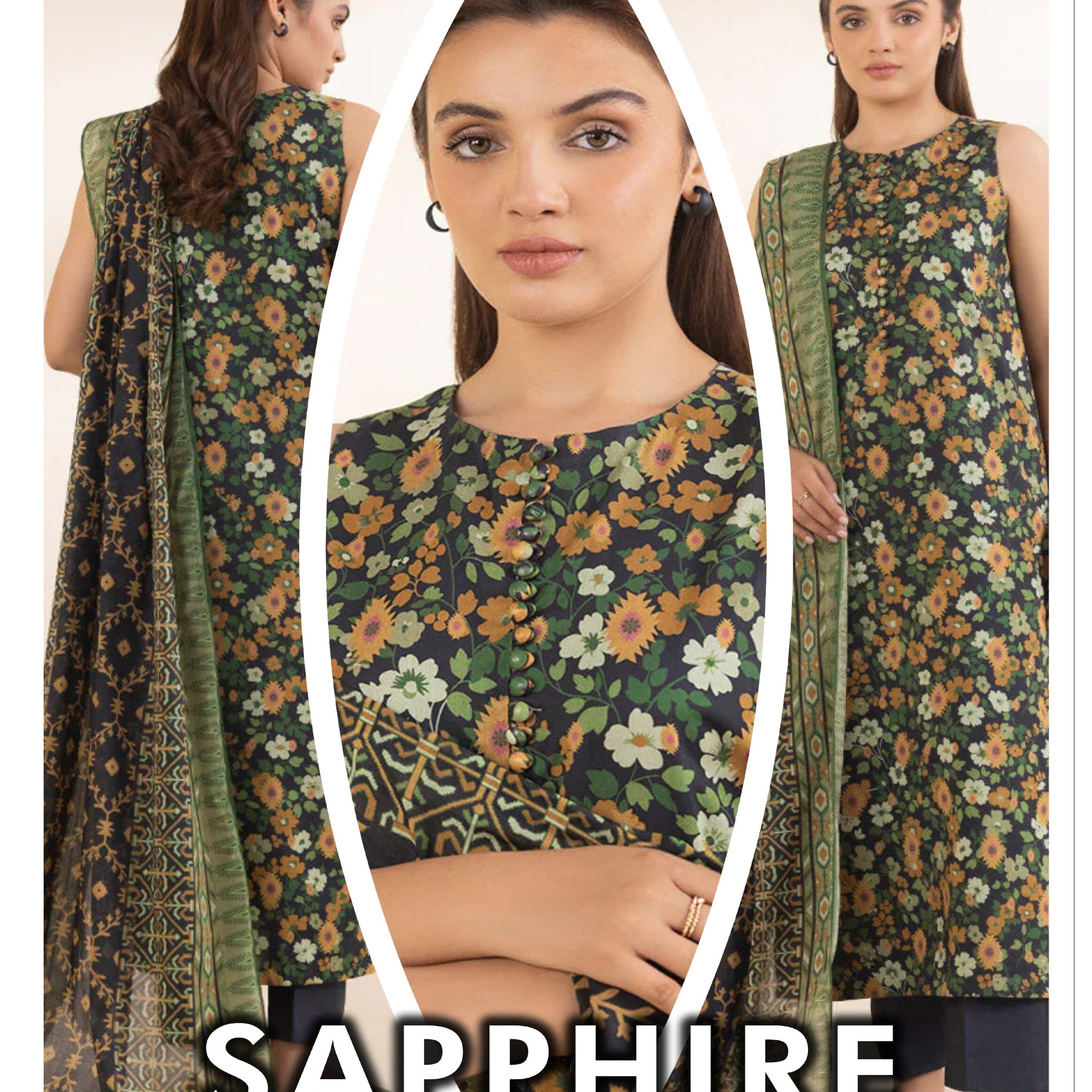 Sapphire 3 PCS Unstitched Suit