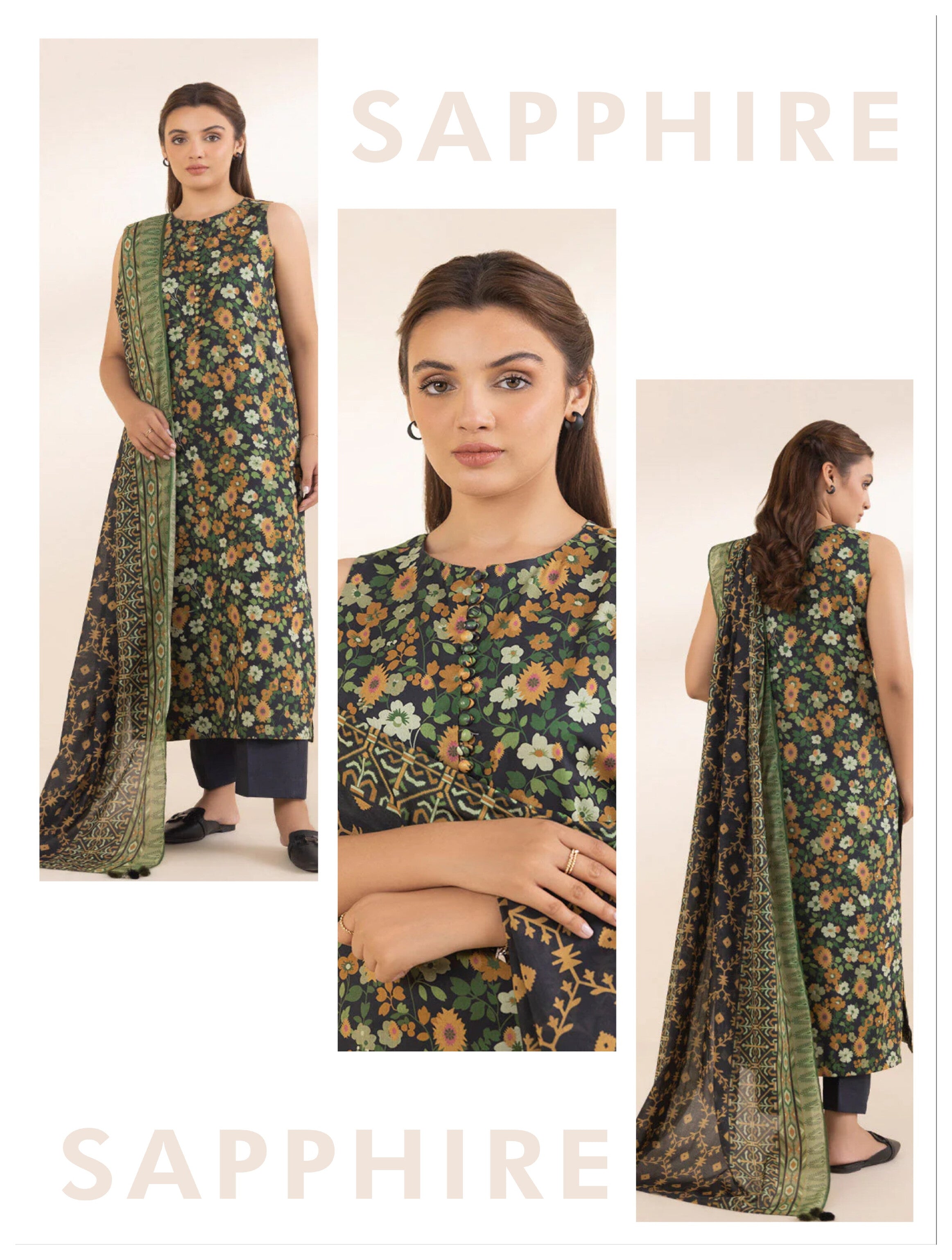 Sapphire 3 PCS Unstitched Suit