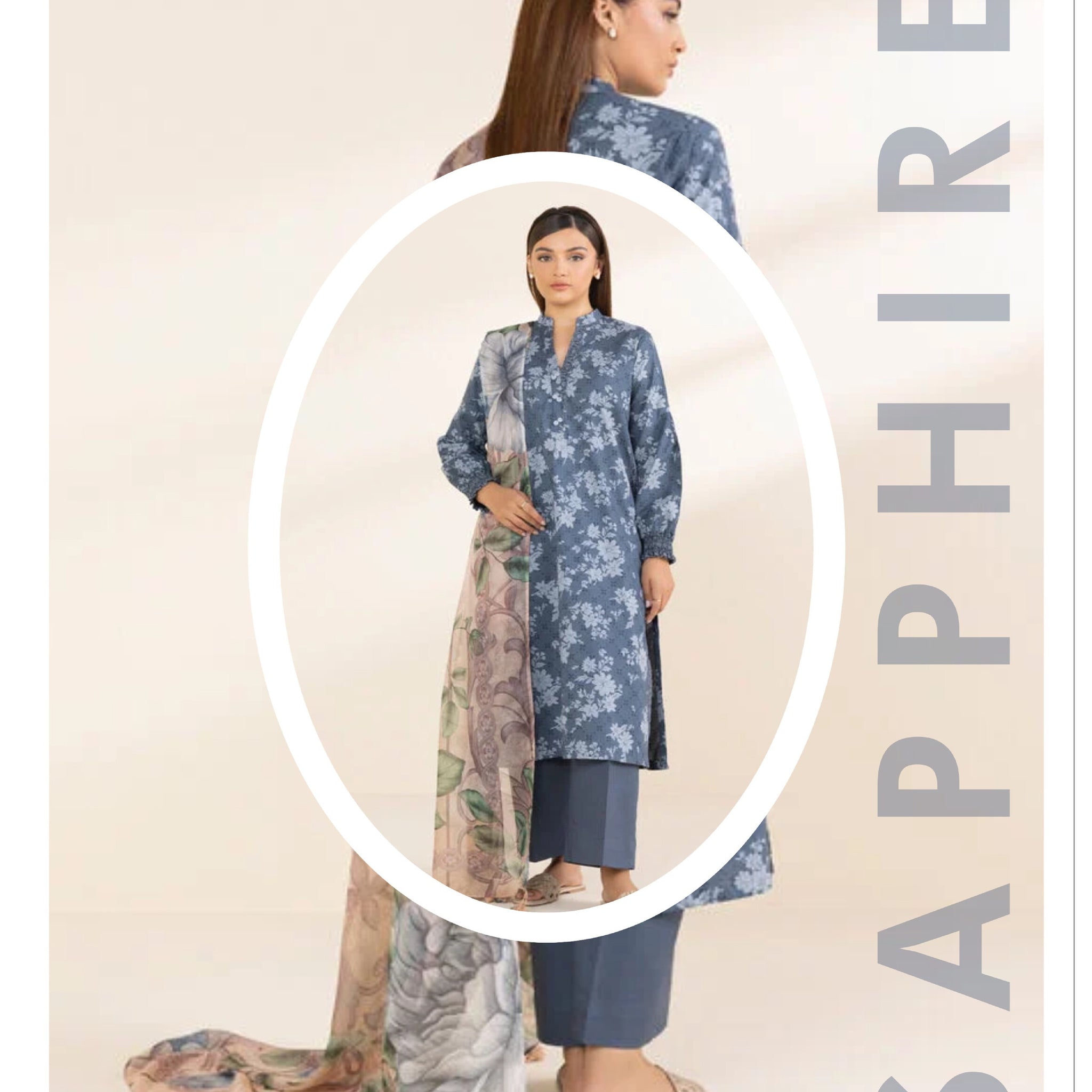 Sapphire 3 PCS Unstitched Suit